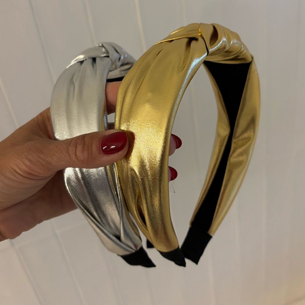 Headbands, metallic faux leather